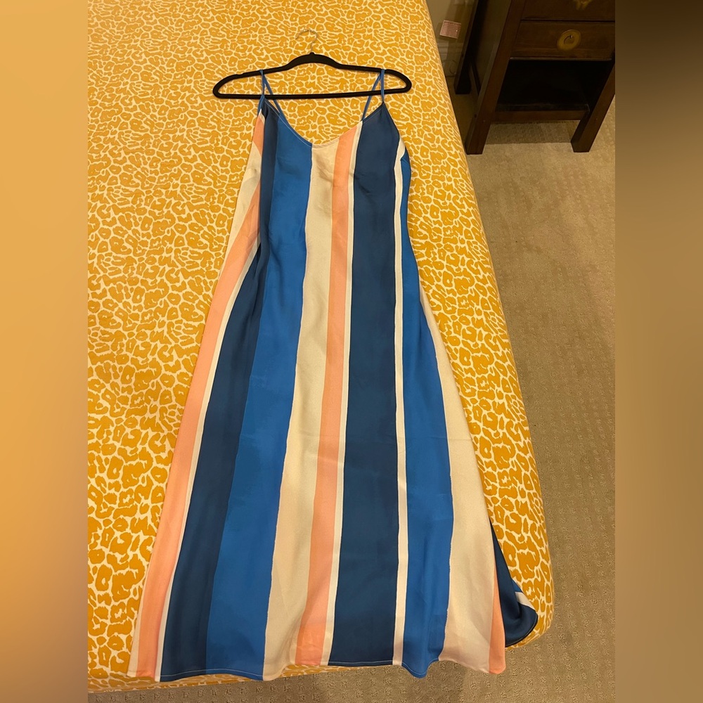 Lemlem Blue and Pink Striped Maxi Dress